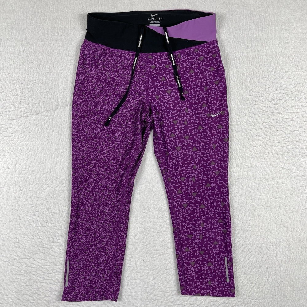 Nike Leggings Womens Small Purple Pink‎ Cropped Capri Gym Workout Athleisure